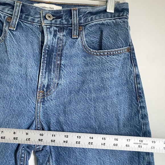 Abercrombie Fitch High Rise Loose Jeans Women 25 Blue Middle Wash Casual Relaxed - Picture 5 of 10